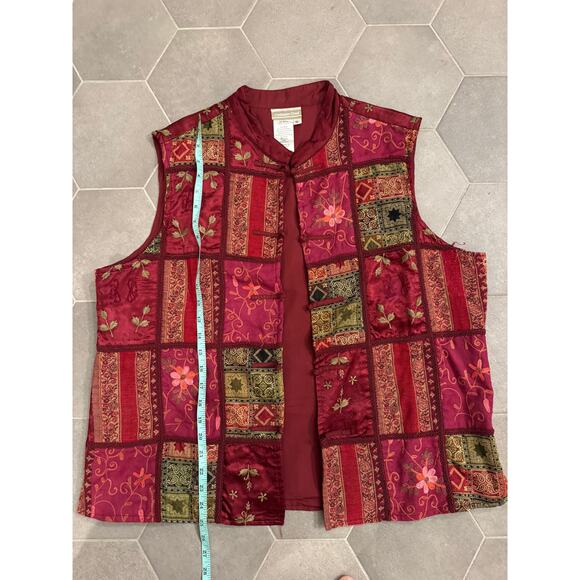 Coldwater Creek XL Patchwork Vest Red Multicolor Embroidered - Picture 5 of 5